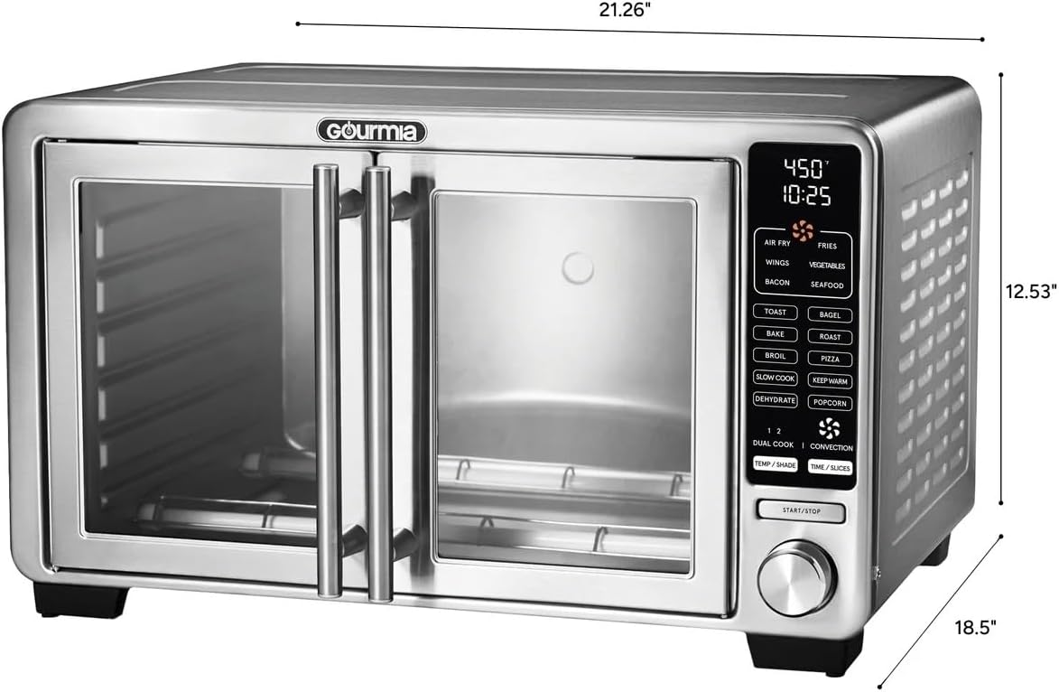Gourmia XL Digital Air Fryer Toaster Oven with Single-Pull French Doors