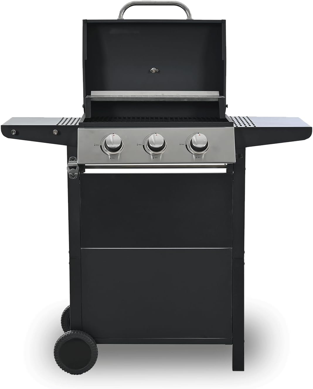 3 Burner BBQ Propane Gas Grill,Stainless Steel Barbecue Grill with Two Foldable Shelves,Outdoor Grill suitable for camping Patio Garden outdoor cooking,25,650 BTU