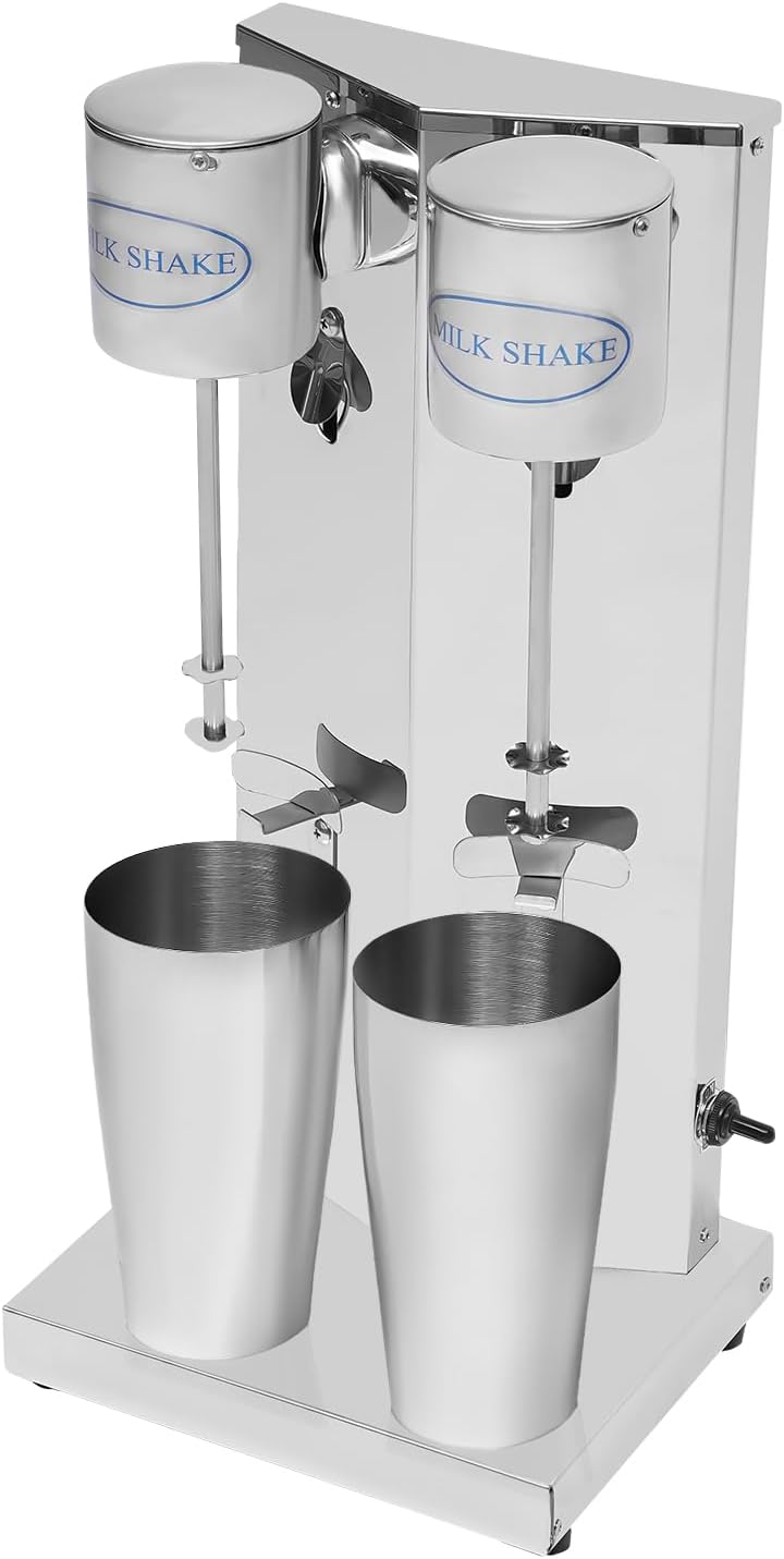 Bepritm 180W Commercial Double-Head Milkshake Maker, 16000 RPM Stainless Steel Drink Mixer with 2x800ml Cups, Smoothie Malt Blender for Making Yogurt, Milk, Cocktails