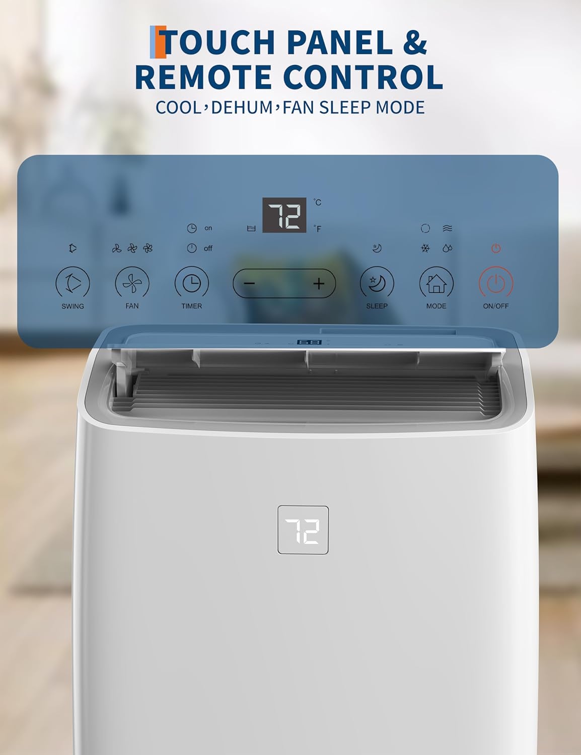 12000 BTU Portable Air Conditioner for Large Rooms Up to 550 Sq.Ft – Quiet Operation, Remote Control, 24H Timer, with Fan & Dehumidifier – Ideal for Bedrooms & Apartments