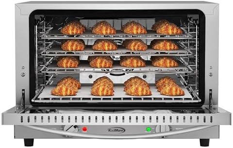 KoolMore 23 in. Commercial Countertop Convection Oven for Half-Size Pans with 4 Racks 1600W of Power in Stainless-Steel, ETL Listed for Safety and Sanitation (KM-CTCO-15)