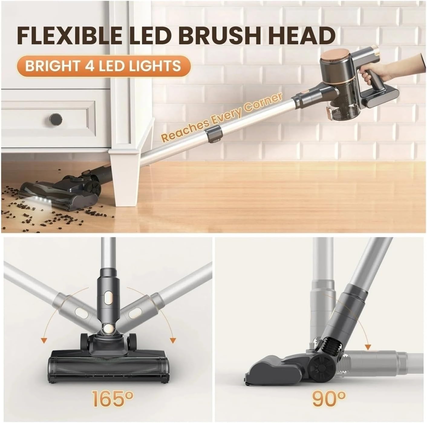 Cordless Vacuum Cleaner 25Kpa Powerful Suction 40 Mins Runtime Lightweight Rechargeable Stick Vacuum Compatible with INSE N8(N8 Blue)