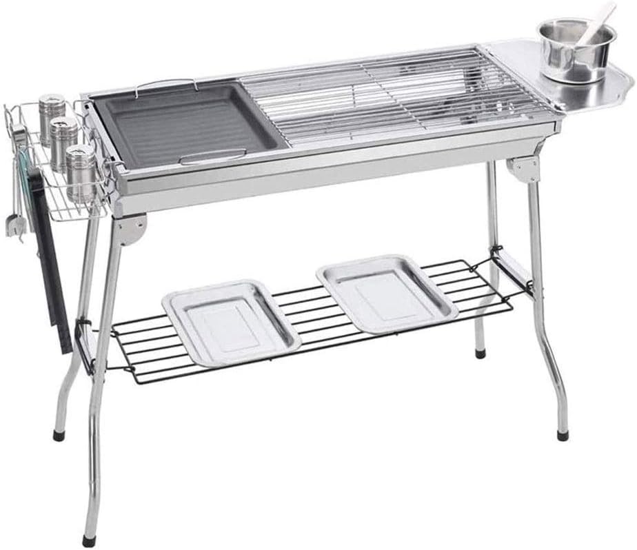 Barbecue Grill Portable Charcoal Grill, Smoker Barbecue Folded Stainless Steel Grills for Outdoor Cooking Camping Hiking Picnics