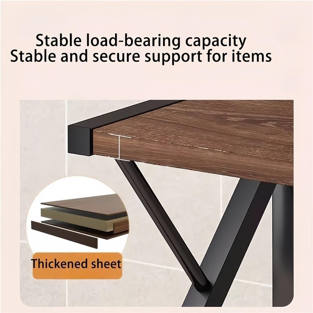 2 Tier Storage Organizer Rack, Wood Microwave Oven Racks with Drawer, Storages Cabinet Shelf for Kitchen, Restaurant(Brown)