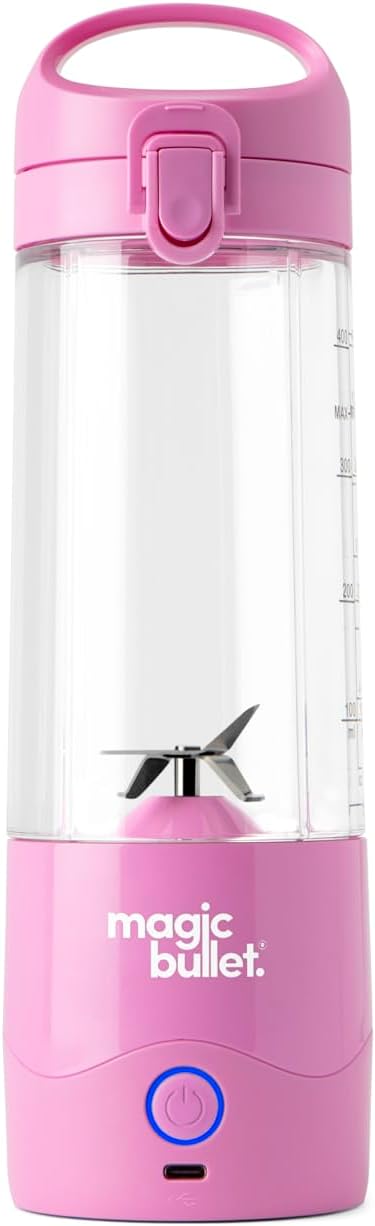 magic bullet Portable Blender MBPB50100FP Flamingo Pink and MBPB50100 Silver Bundle, 16 oz