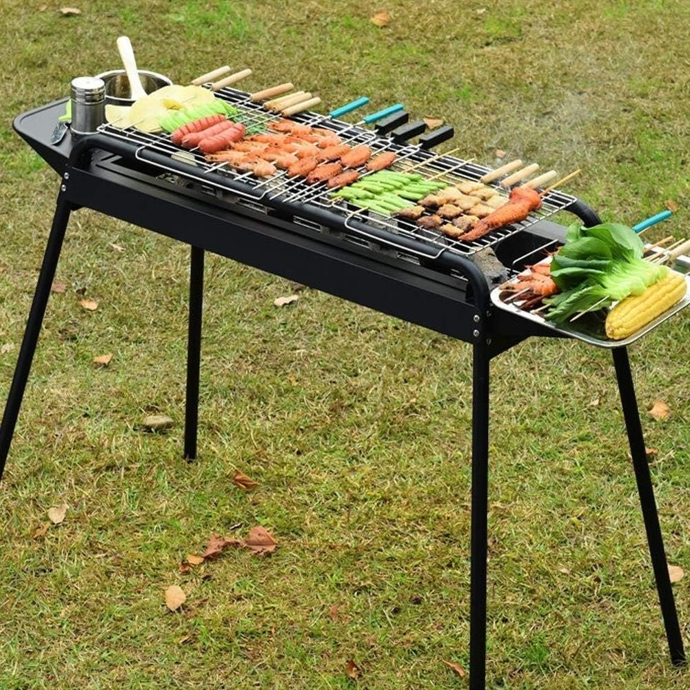 Portable Stainless Steel Charcoal Barbecue Grill with Heavy Duty BBQ Grill Tool Set with Cooler Bag for Men in Aluminum Case