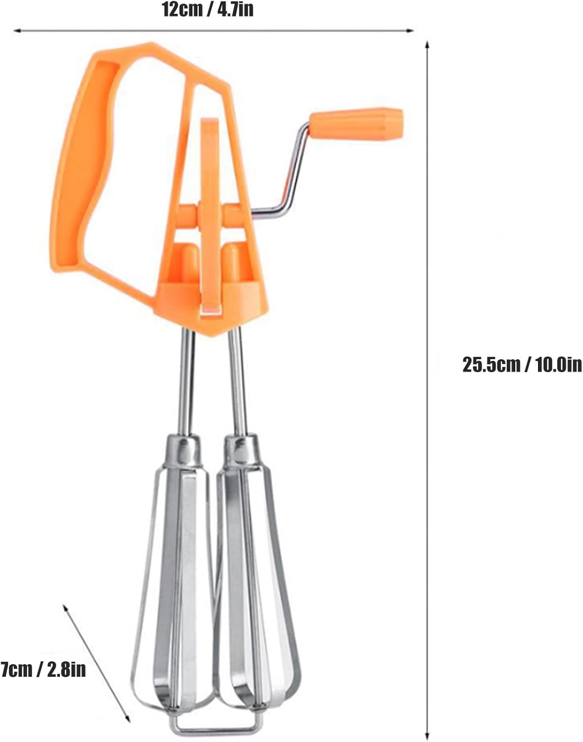 Egg Beater Stainless Steel Plastic Hand,Crank Autorotation Effort Saving Manual Hand Mixer Effortless Egg Blending for Home Kitchen Cooking