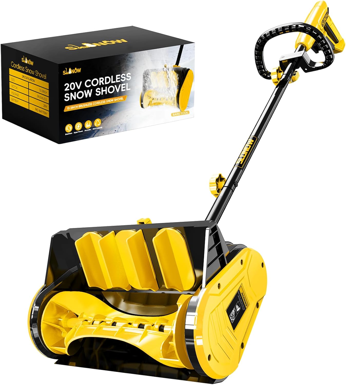 Cordless Snow Shovel, 20V Electric Snow Blower Compatible with De-Wait(No Battery), 13.5 Inch Cordless Snow Removal Shovel with Directional Plate - Yellow