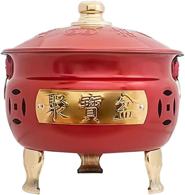Fire Pit, Burn Cage, Garden Incinerator, with Lid and Handle, Trash Burning Containers, Burn Barrels for Outside, for Patios, Decks and Backyards(Red)