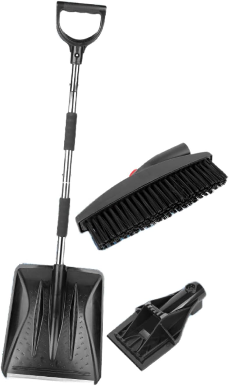 3 in 1 Retractable Car Snow Shovel,Rotatable Snow Brush, Ice Scraper,Snow Removal Tools，Detachable Assembly，Portable Emergency Snow Removal Shovel Snow Brush for Car Truck Camping Outdoor (Silve)