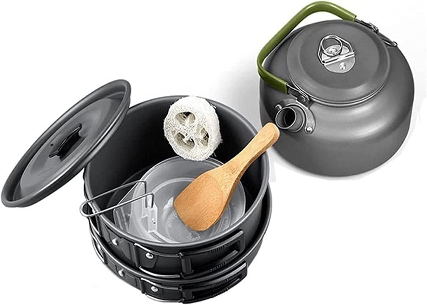 Camping cookware Outdoor cookware Set Camping Tableware Cooking Set Travel Tableware Cutlery Utensils Hiking Picnic Set (Color : Tableware Pot)