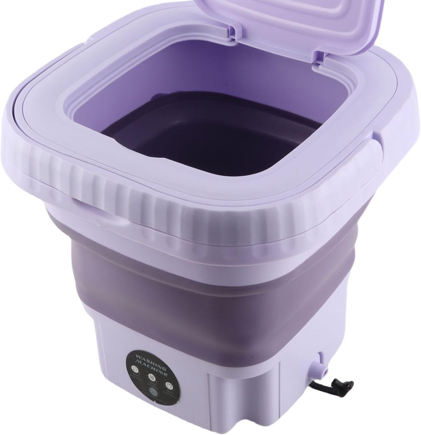 gernie Portable Washing Machine, 11L Large Capacity Automatic Mini Bucket Washer for Underwear Socks Baby Clothes, Foldable Washer with Drainage Pipe for RV Travel Apartment Dorm Hotel