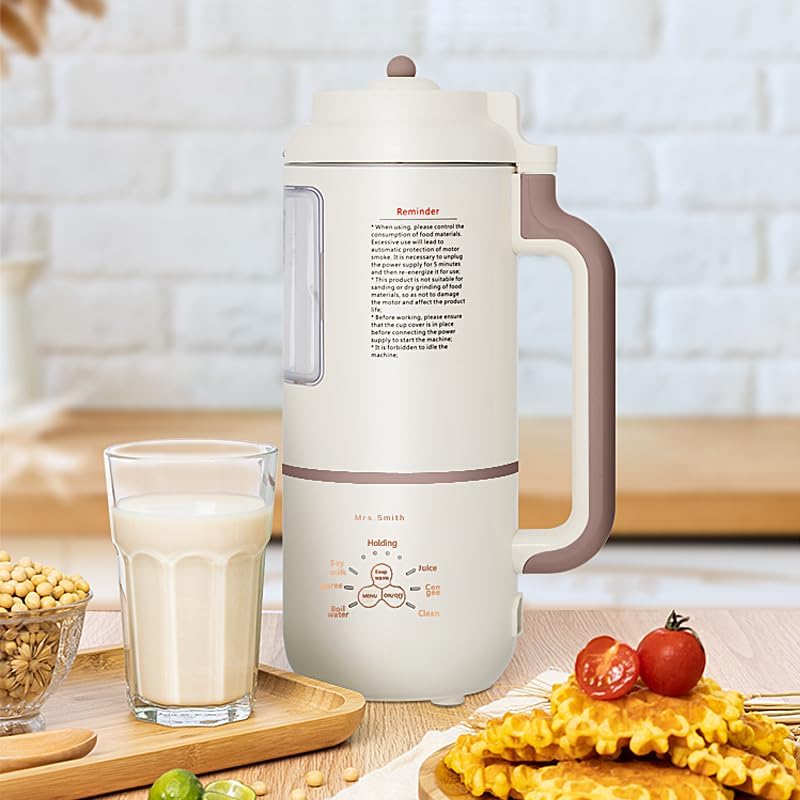 Mrs.Smith Electric Oat Milk Maker, White, Automatic Plant Based Milk Machine, Countertop Blender with Display Window