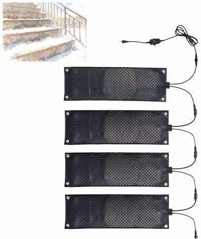 Outdoor Heated Snow Melting Mat Set - 110V Anti-Slip Walkway Mats for Stairs, Ramps & Roofs - 2-Piece (10x48in) - Safe & Effective Snow Removal Solution