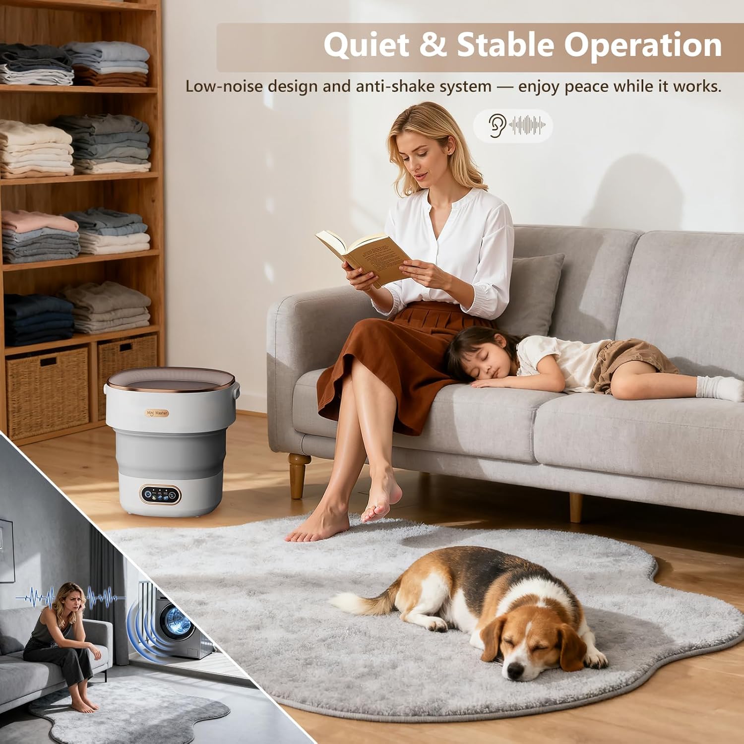 Mini Laundry Machine 16L — Foldable Portable Laundry Machine and Spinner for Baby Clothes, Underwear, Socks; Ideal for Travel, Dorms, Camping