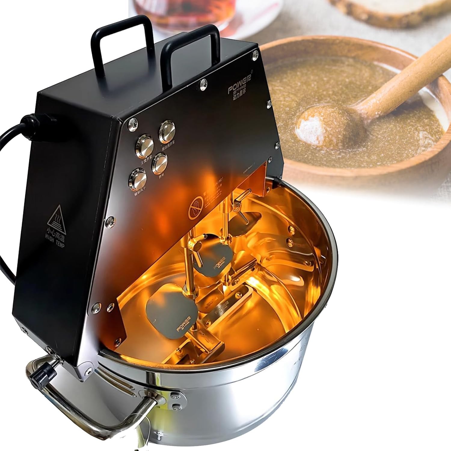 Automatic Food Mixer Pot Stirrer Mixer,10L Electric Food Mixer Jam Blender,Hot Pot Seasoning Bottom Soup Sauce Stirrer with Double Stirring Paddle&Auxiliary Fan (220v)