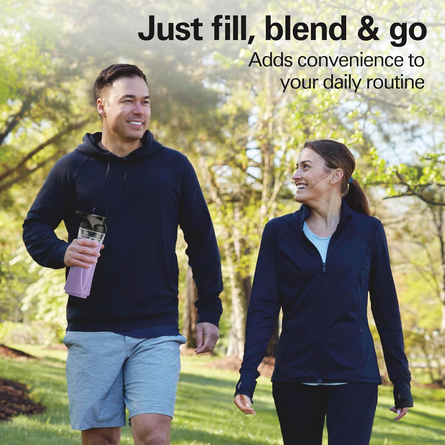 Hamilton Beach Go Sport Portable Blender For Smoothies With 20 Oz. Blend-In Personal Travel Jar, 600 Watt Motor And Stainless Steel Blades For Powerful Blending Performance, Black (51143G)