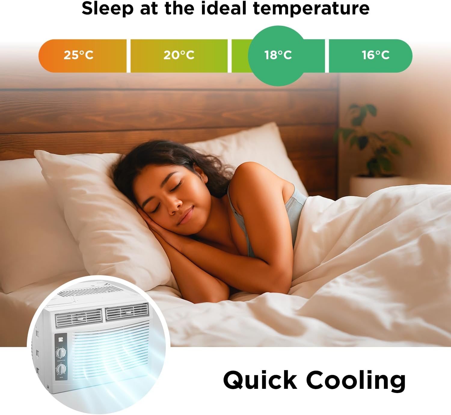 Kenmore KM5K-M 5,000 BTU Window Air Conditioner for Small Rooms up to 150 Sq. Ft. – Quiet Cooling, Easy Install, Energy Efficient AC Unit, 2 Fan Speeds, Washable Filter, Manual Controls