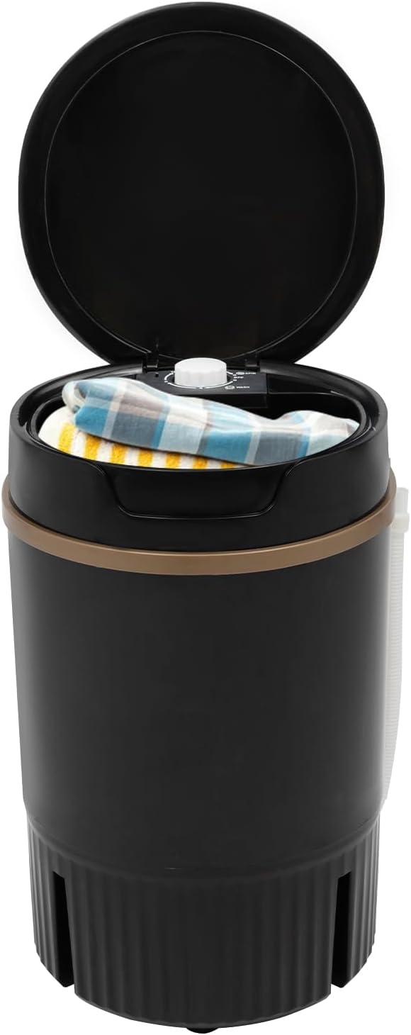 Mini Portable Washing Machine with Removable Dehydration Basket Cleaning of Underwear, Baby Clothes,1.19gal Folding Washer for Apartments, Dorm, Camping, RV, Travel Laundry (Black)