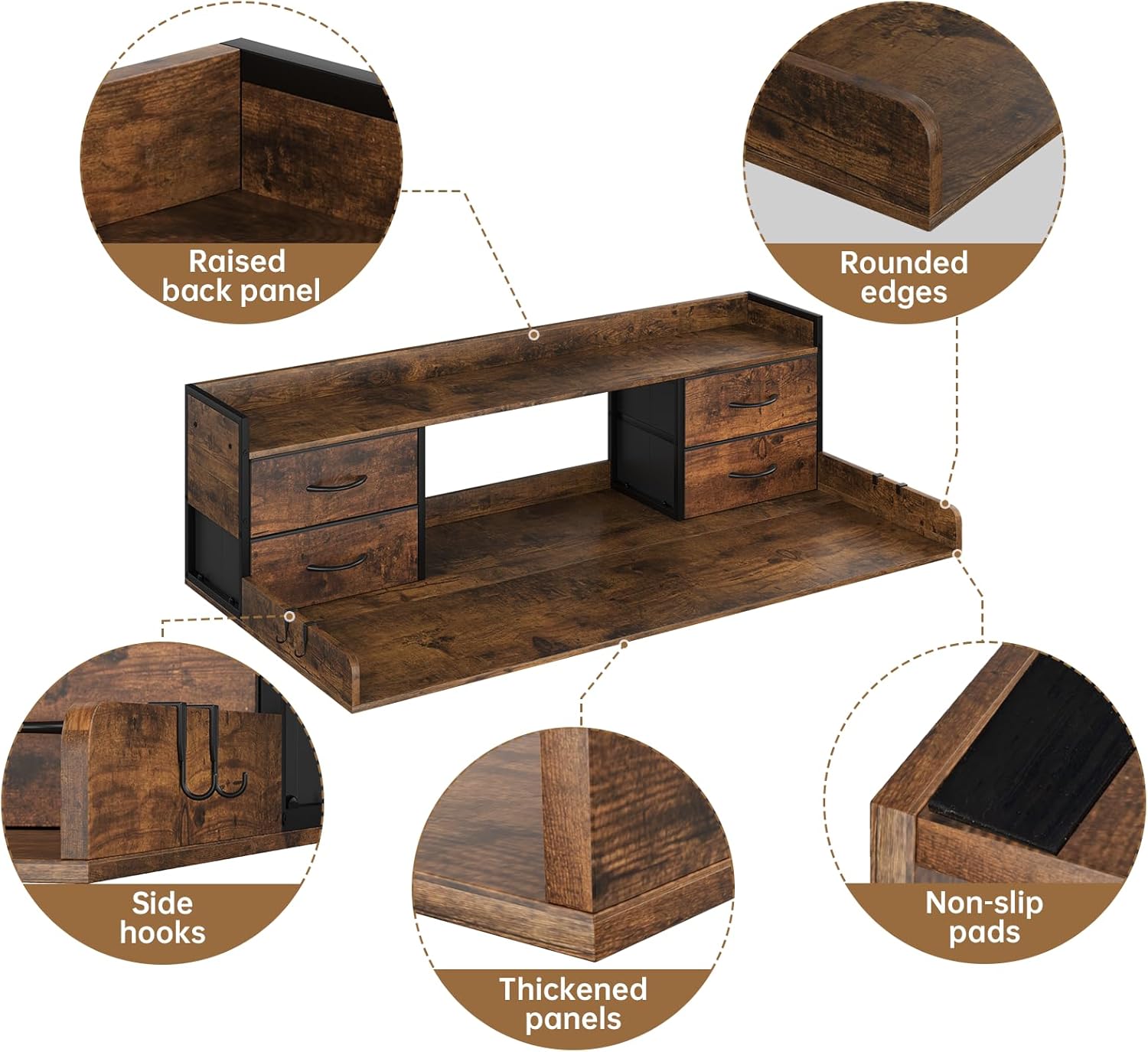 4 Drawers Washer Dryer Countertop with Shelf, 27.5