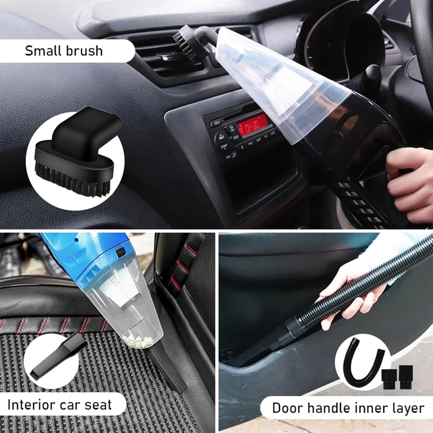 Portable Handheld Vacuum Car Vacuum Cleaner with 8000PA/12V High Power 16.4 Ft Cord, Car Cleaning Kit with Three Filters for Home, Pet Hair, Car Cleaning,Blue