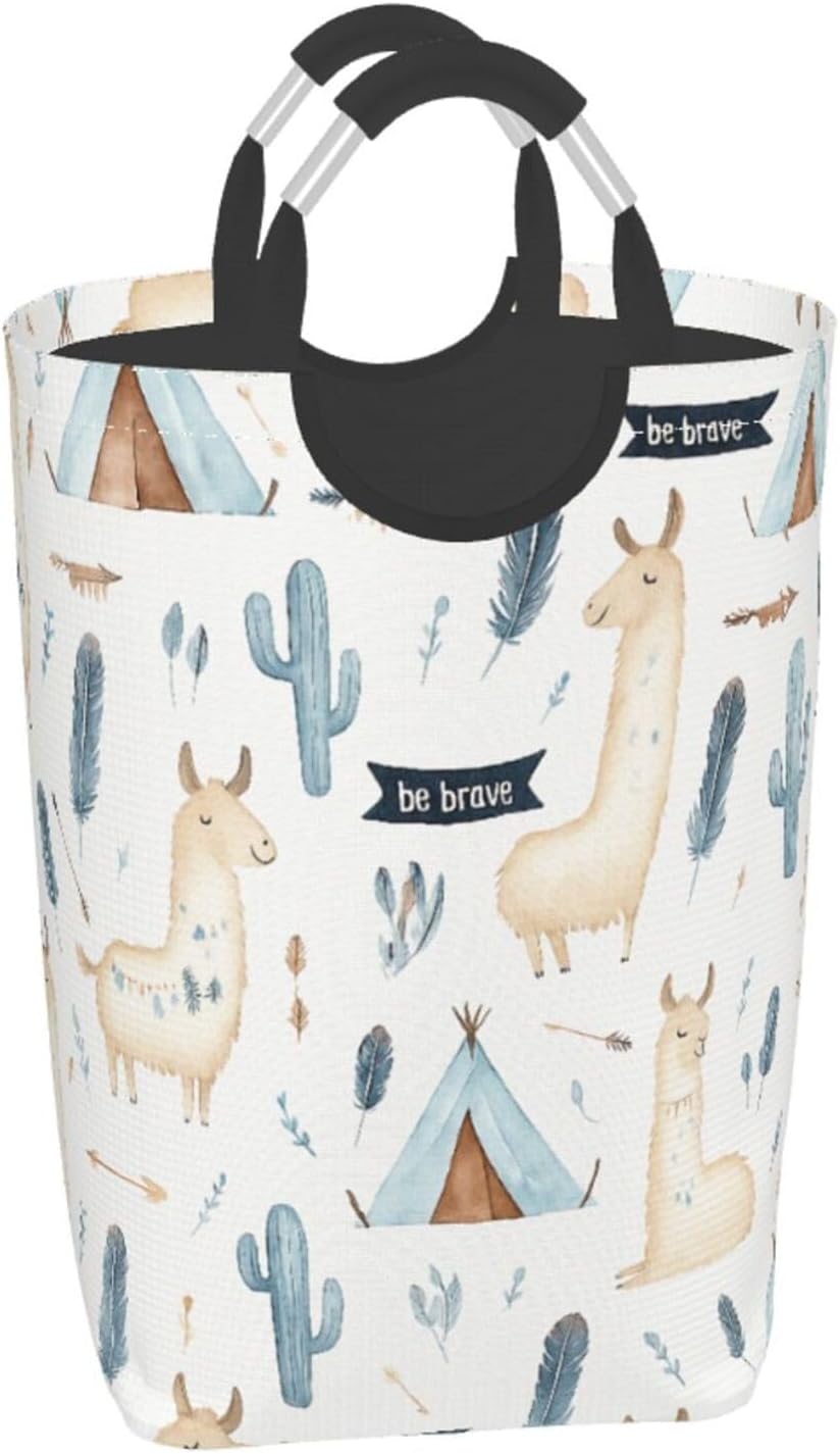 Llama & Teepee Square Dirty Clothes Storage Bag Clothing Basket With Handle