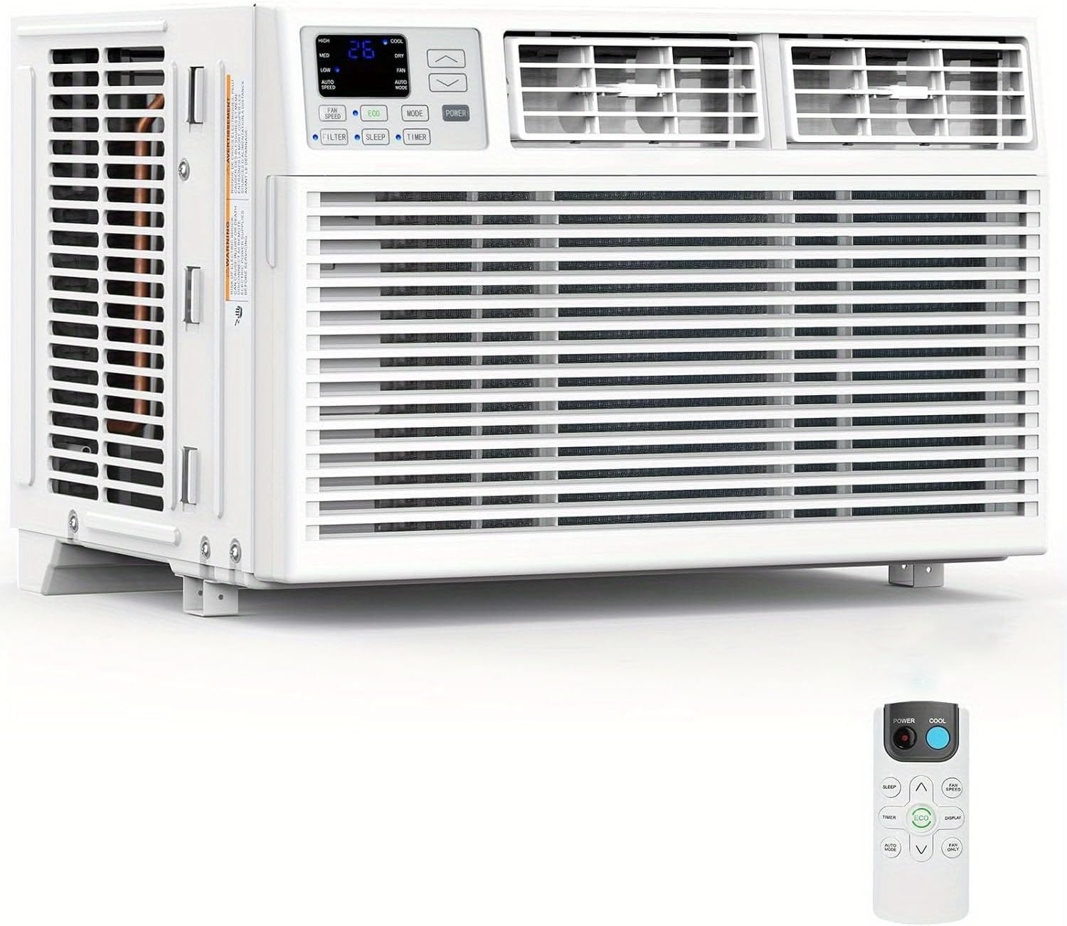 Kndko Window Air Conditioner, 8000 BTU AC Unit with Remote Control for Rooms up to 350 sq ft. High Cooling Capacity, 4 Modes, LED Display, 24H Timer, Reusable Filter, Easy Install Kit