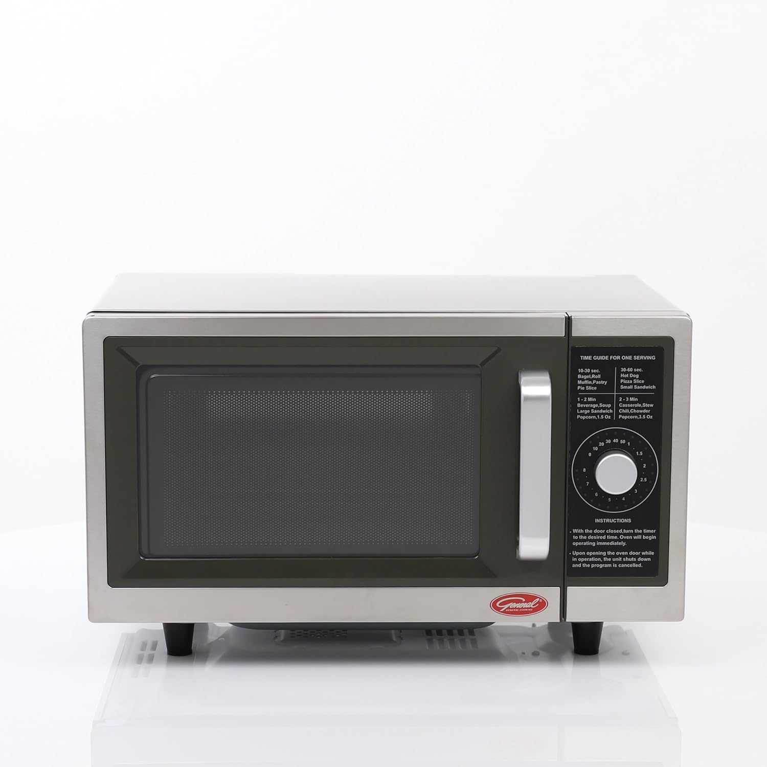 General Foodservice Commercial Microwave with Dial Control, 10 Seconds to 8 Minutes Time Increments, Countertop 120V/1000W, 1 cu.ft., Stainless Steel