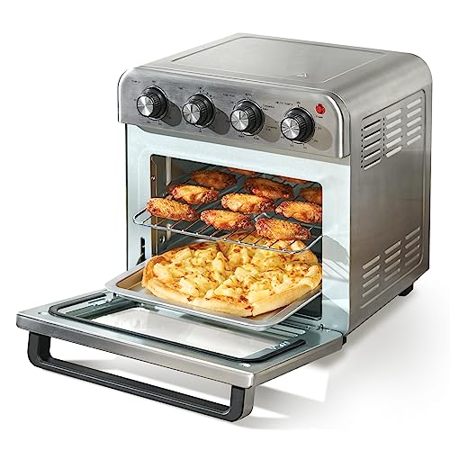 VEVOR 7-IN-1 Air Fryer Toaster Oven, 18L Convection Oven, 1800W Stainless Steel Toaster Ovens Countertop Combo with Grill, Pizza Pan, Gloves, 6 Slices Toast, 10-inch Pizza, Home Use