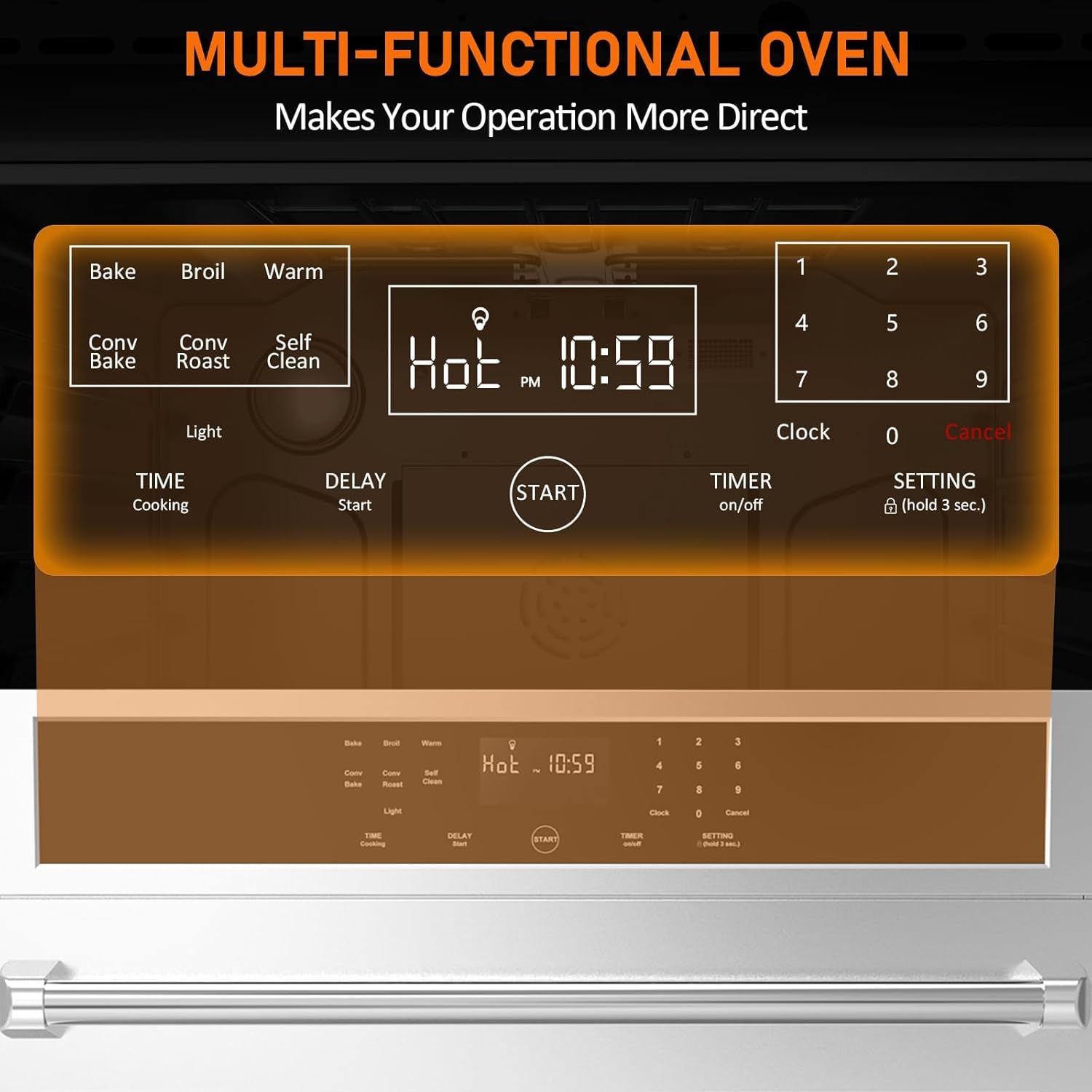 GarveeHome Wall Oven 3800W 30 in Single Wall Ovens Electric Built-in Convection Oven, 4.8 Cu.Ft. Broil Bake Roast Function, Safety Lock, LED Display, Touch Control, Timer for Kitchen Cabinetry