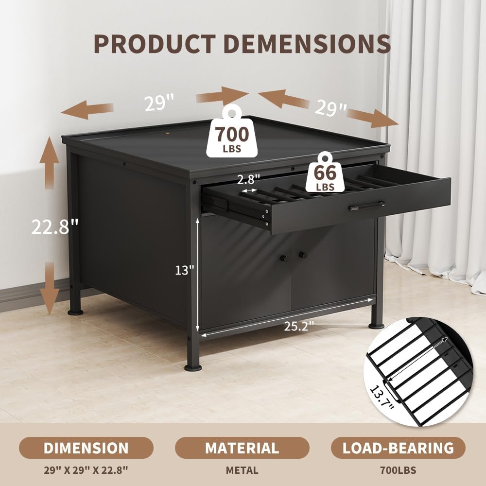 Washer and Dryer Pedestals, 29” Heavy Duty Laundry Pedestal with Storage Cabinet and Laundry Basket Shelf, Universal Washing Machine Stand, 700 LBS Capacity, Black