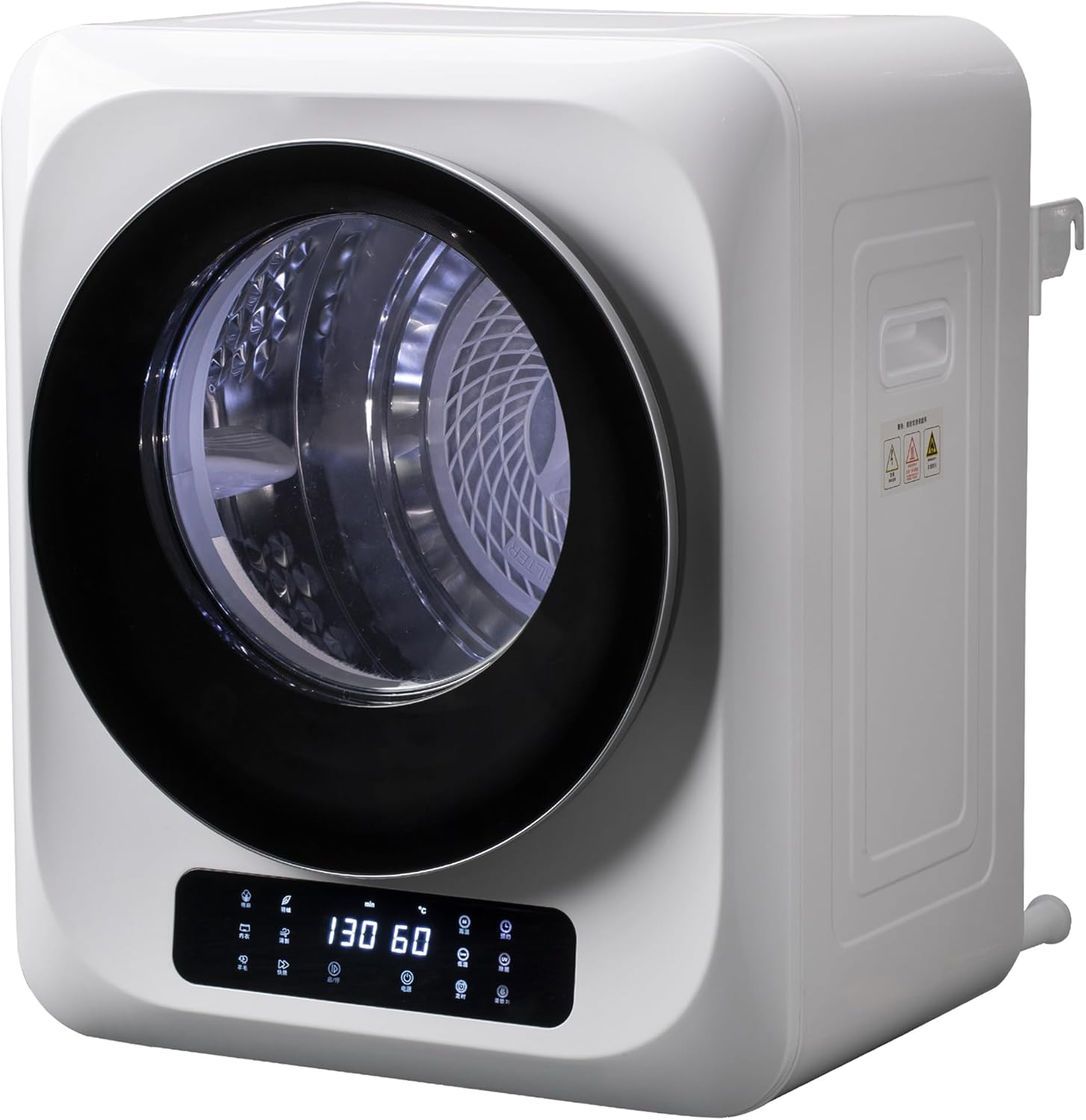 6.6Lbs Portable Clothes Dryer, 120V/850W Comtact Mini Dryer Machine with Exhaust Pipe, LED Touch Control Panel, Portable Dryers for Laundry, Apartment, Dorm, RV, White&Clear