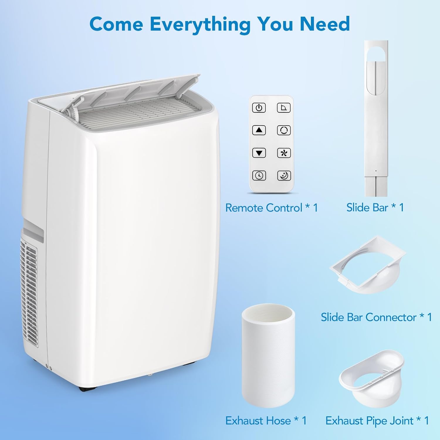 Portable Air Conditioner 14000 BTU ASHRAE / 9200 BTU SACC, Powerful 3-in-1 AC Unit with Dehumidifier & Fan, 115V, CEER 7.6, Remote Control, for Rooms up to 700 Sq.Ft, Easy Install Window Kit Included