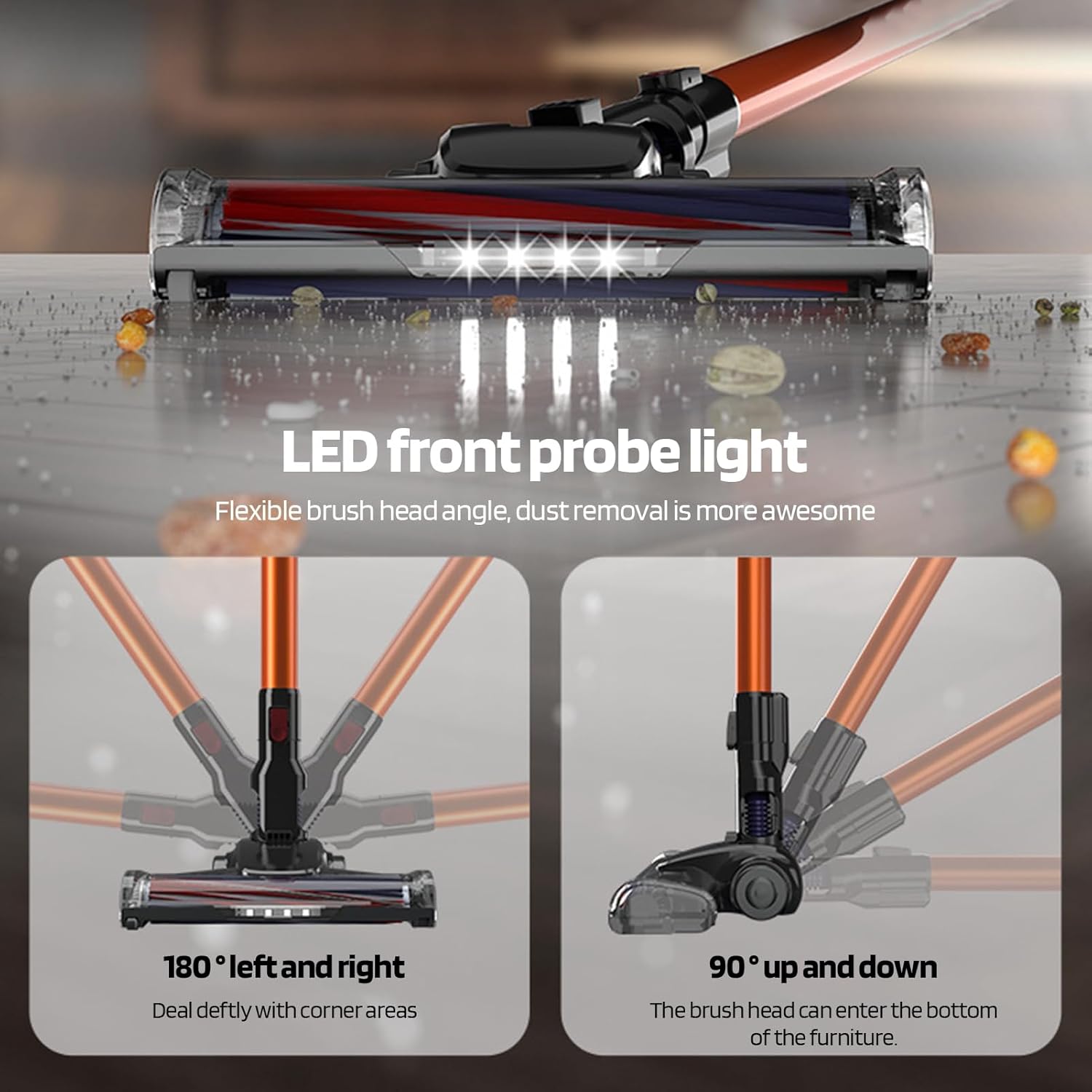 Cordless Vacuum Cleaner 10Kpa Stick Vacuum for Hardwood Floor 35 Min Rechargeable Battery Lightweight Stick Vacuum Cleaner for Home Hard Floor Carpet Pet Hair US Plug