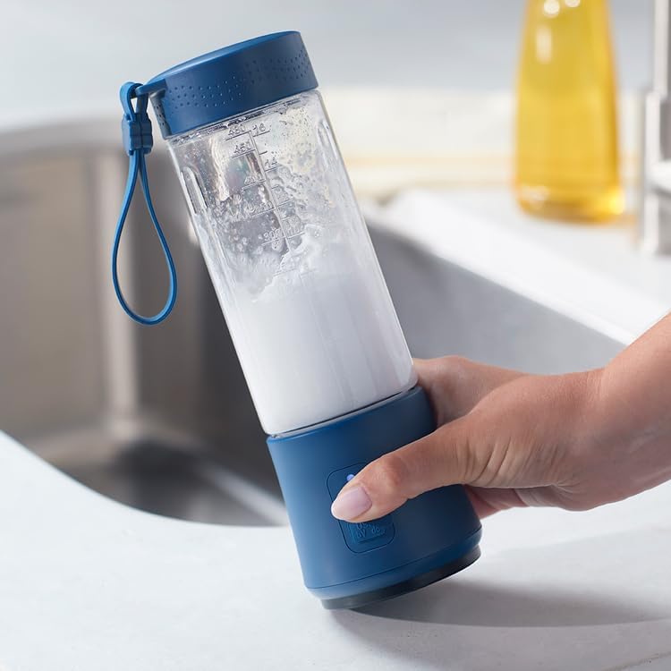 Portable Rechargeable Blender with 6-Prong Blade, 16oz BPA-Free Jar, 20+ Blends per Charge – Perfect for Smoothies, Frozen Drinks, and More – On-the-Go Convenience with Extra Lid & Safety Lock