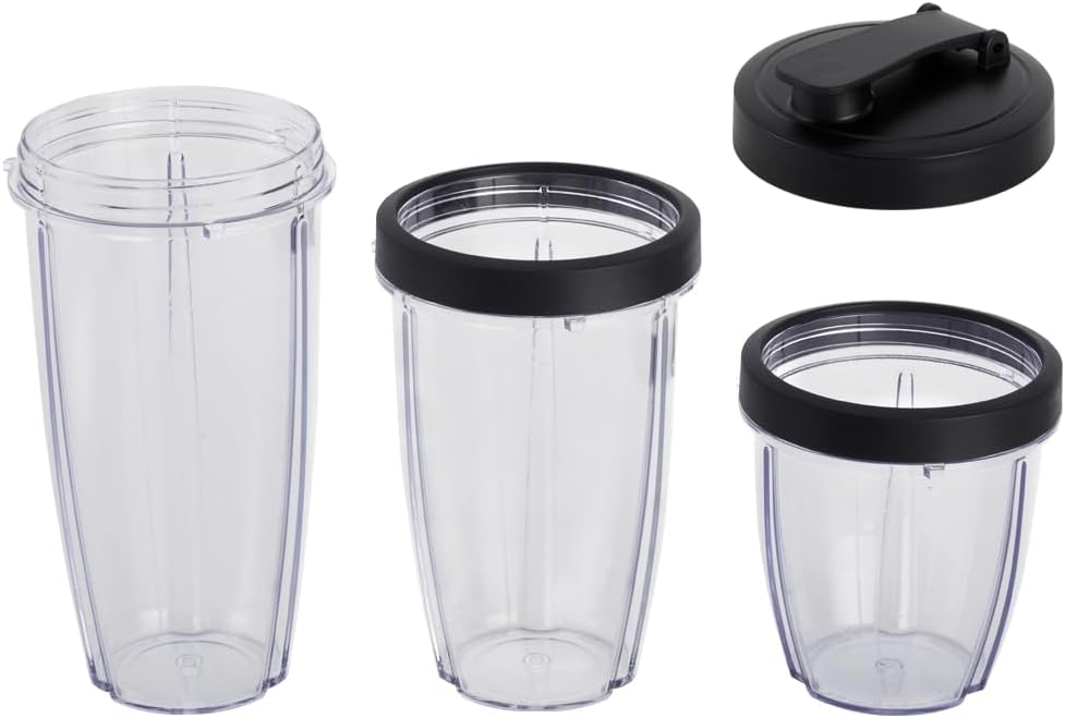 10-Piece Blender Set - Black - 300W - with 3 Jars (10oz, 16oz, 18oz) - 2 Drinking Lids - Stainless Steel Blade - 3 Jars - 3 Jar Lid - 1 Blade Assembly - 1 Main Body - 2 Cup Lids