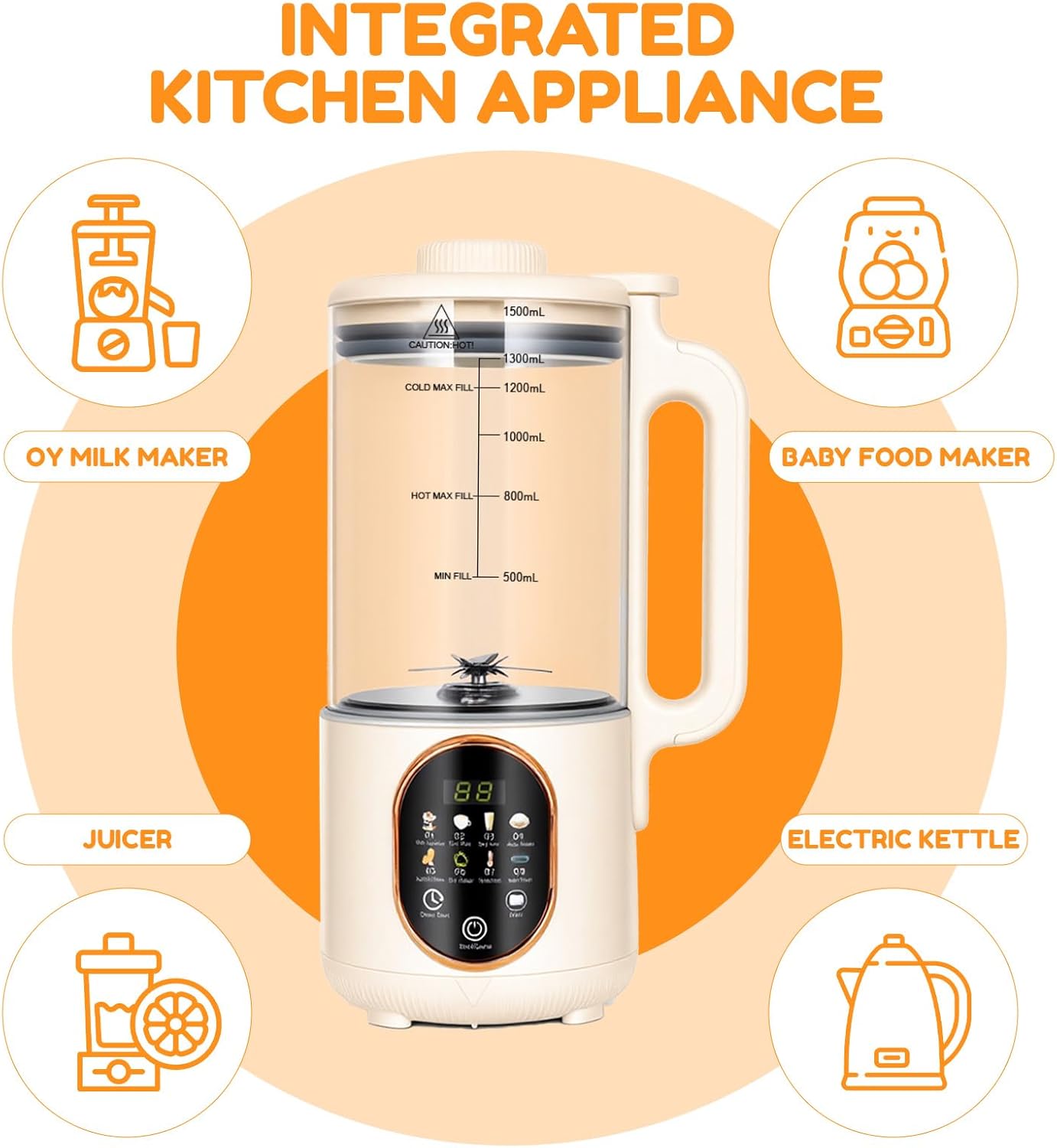 50oz Nut Milk Maker Machine, Soy Milk Maker, 800W |12 Hours Timer |Auto-Clean, 10 in 1 Homemade Automatic Plant-Based Milk, Soy, Almond, Oat Milk, Tomato Juice & More