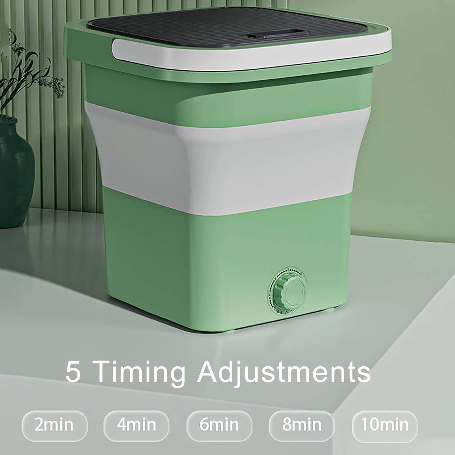 Mini Portable Washing Machine, Folding Washing Machine, Bucket Washer for Clothes Laundry, Underwear Washing Machine for Camping, Rv, Travel, Small Spaces (Color : Beige)