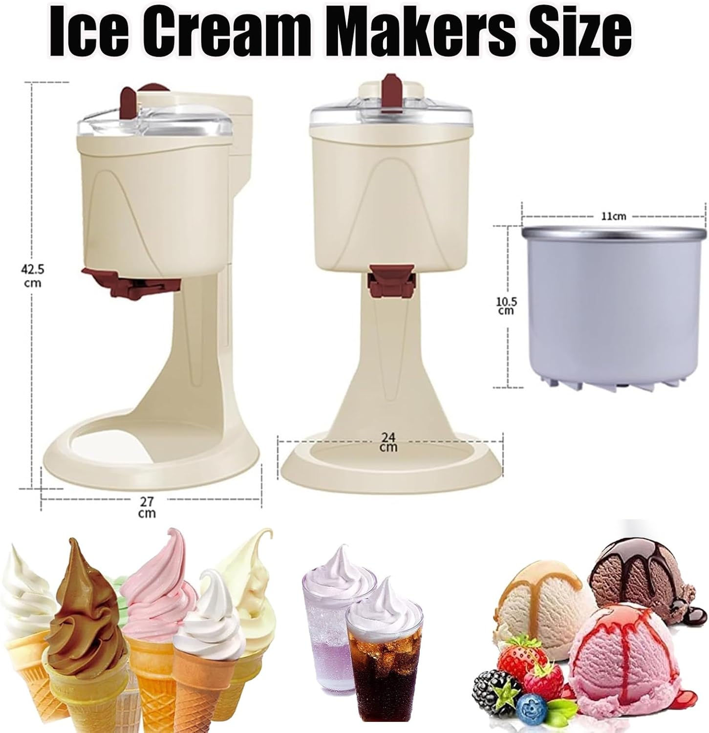 Soft Ice Cream Machine, 1 Liter Automatic Mini Fruit Soft-Serve Maker for Home, Bar, Cafe - Household Small Ice Cream Appliance