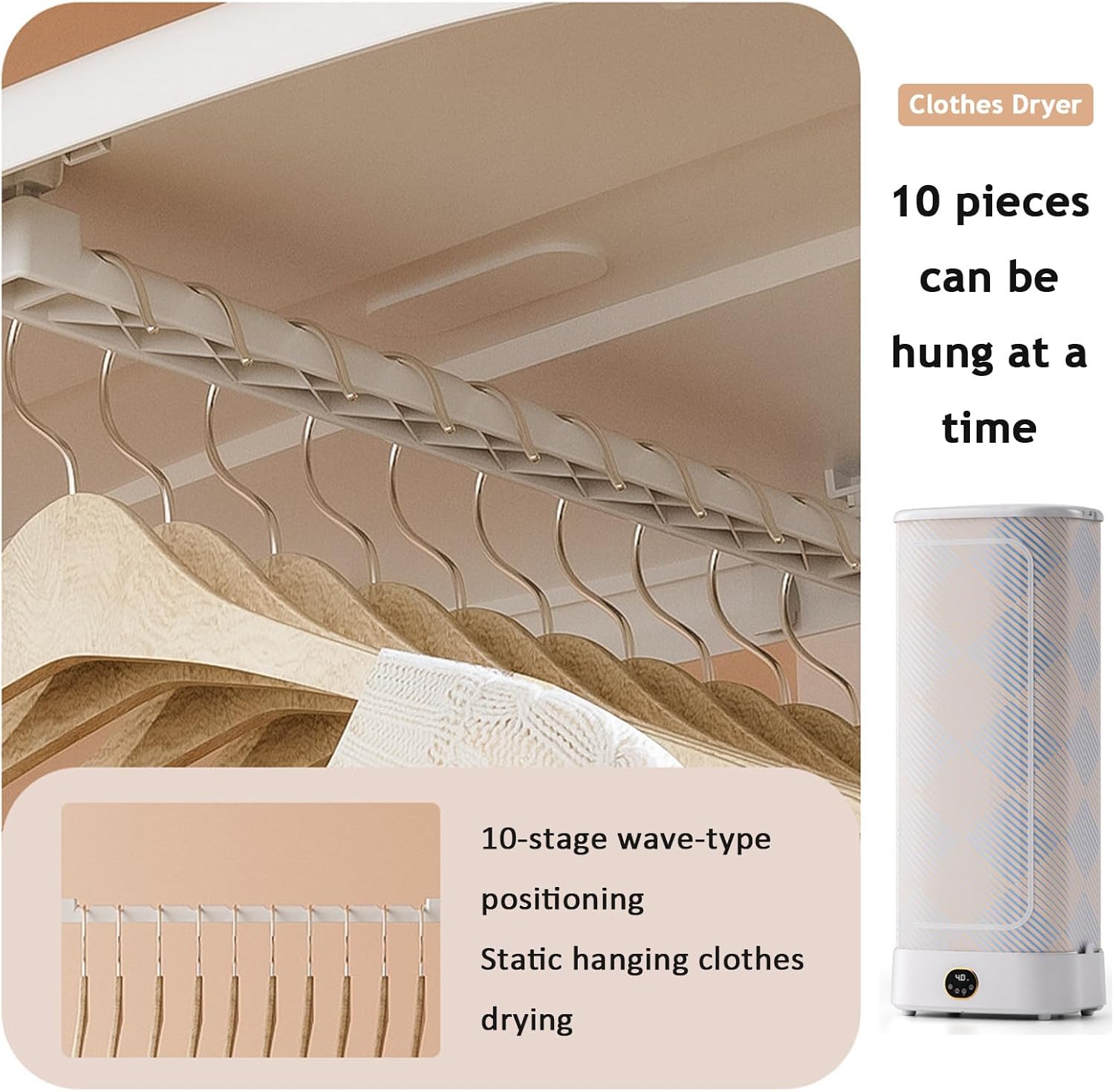 Clothes Dryer, Vertical Steam Iron, Mini Clothing Care Machine with Remote Control, PTC Heating & LED Display, Foldable Clothes Dryer for Travel,RV, Home,Apartment