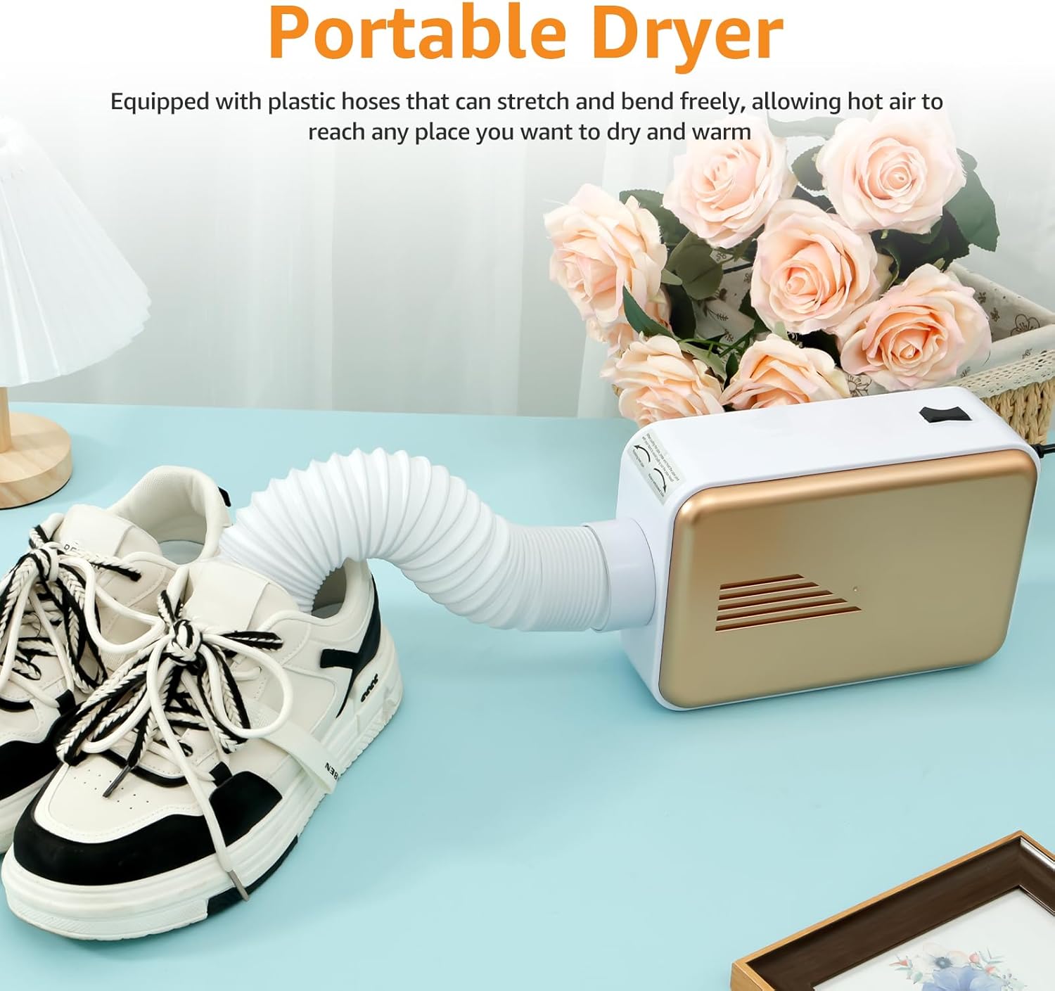 Portable Clothes Dryer, 600W Efficient Clothes Dryer, Small Compact Foldable Electric Drying Machine, Folding Mini Dryer Machine for Home Apartment Dormitory (Cloth-covered)