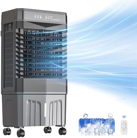 Auertech 1800CFM Swamp Cooler with Remote, 5.3 Gal Evaporative Air Cooler with 12H Timer, 3 Speeds, 120°Oscillation, Indoor Outdoor Portable Swamp Cooler Air Conditioner for Room, Garage