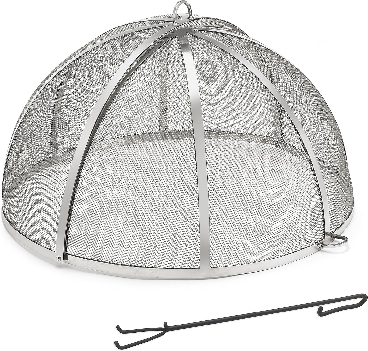 Good Directions Heavy Duty Fire Pit Spark Screen with Lifter, Stainless Steel, Hinged for Easy Access, 29 Inch Diameter