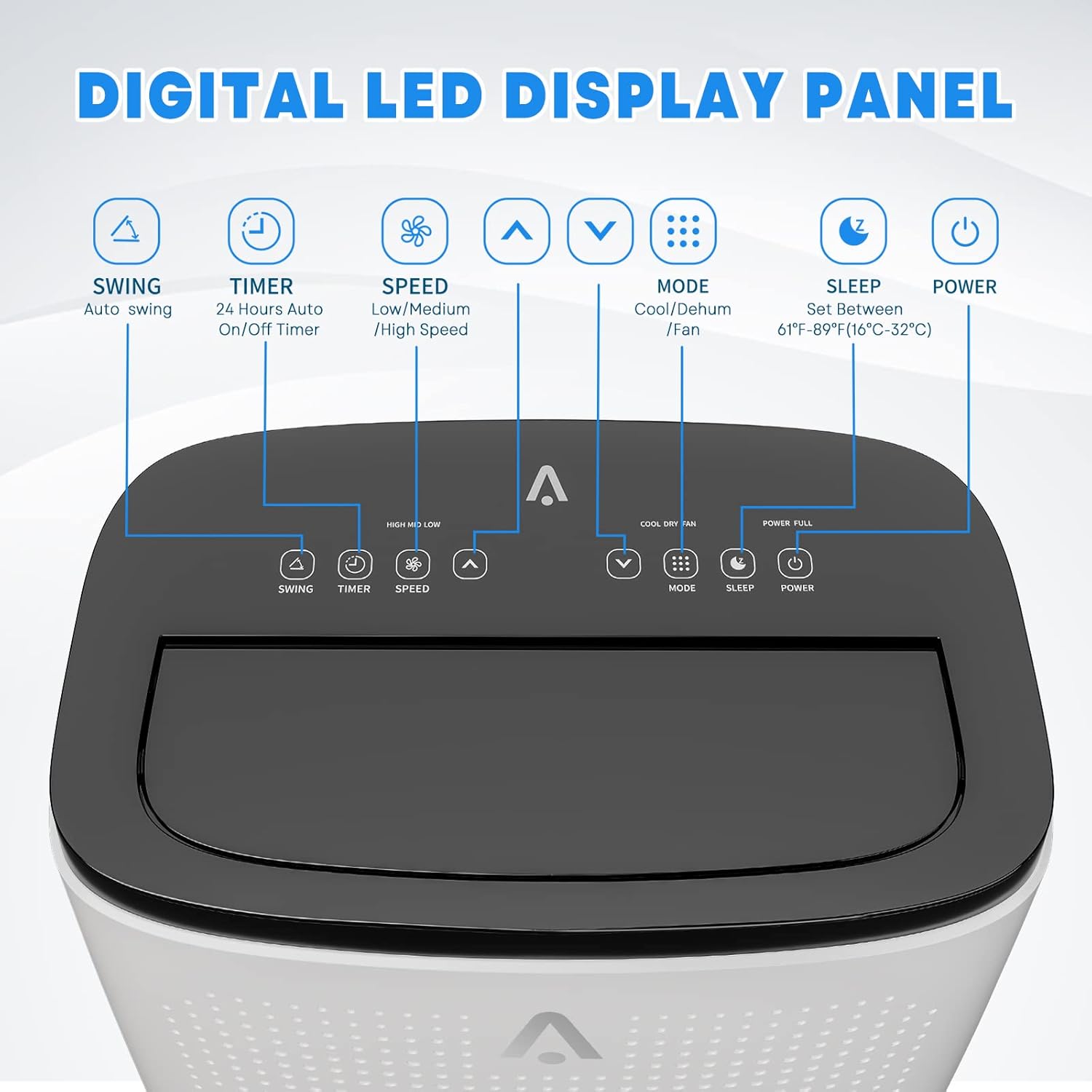 14,000 BTU Portable Air Conditioner - Cools Up to 750 Sq.Ft, 3-In-1 Quiet Portable AC Unit, Remote Control, Installation Kits for Large Room, 3 Speed, Auto Swing, 24H Timer