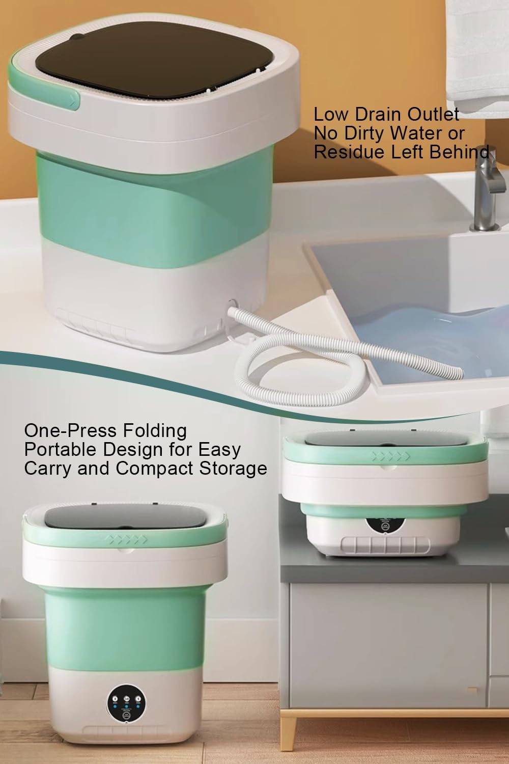 Portable Washing Machine, 16L Mini Foldable Washer with Spin Basket 3 Cleaning Modes, Small Collapsible Laundry Machine for Travel, Apartment, Home, and Camping,Pink