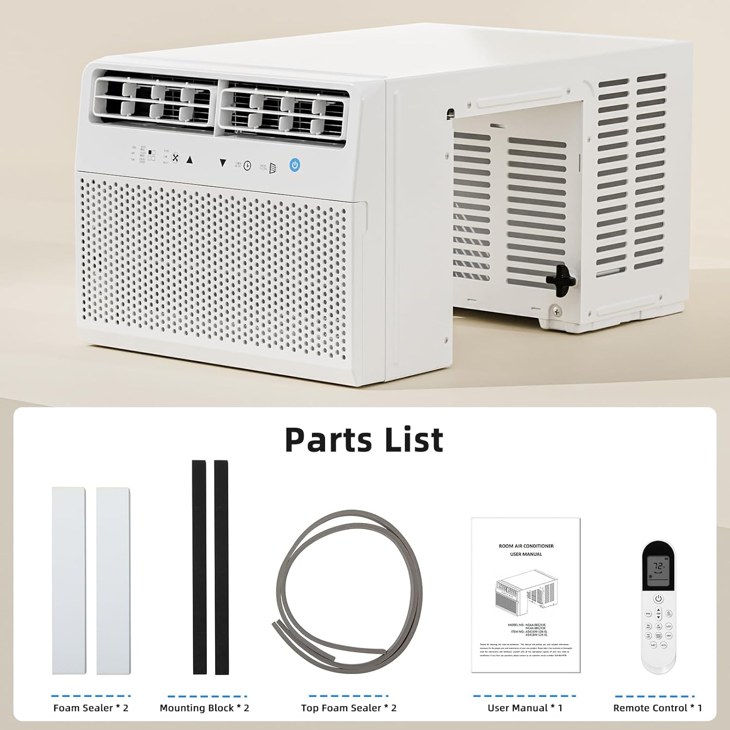 Antarctic Star 10,000 BTU U-Shaped Air Conditioner Window Unit with Full Window View, Ultra Quiet Window Air Conditioner Cools up to 450 Sq.ft, Energy Saving Window AC Units, Easy to install, White