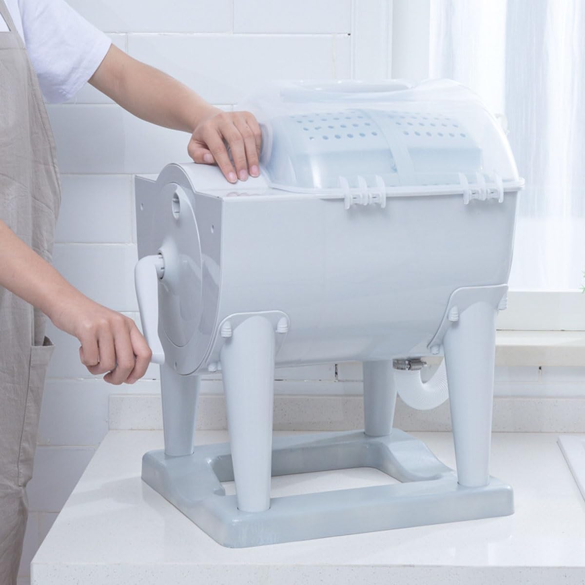 Generic Portable Washer 2 In 1 Mini Manual Washing Machine And Dehydrator Combo 38x35x60cm/15x14x24in Travel Washing Machine For Apartment & Tiny Spaces, Gray, FBFNDBBBX-GRAY-38X35X60CM/15X14X24IN