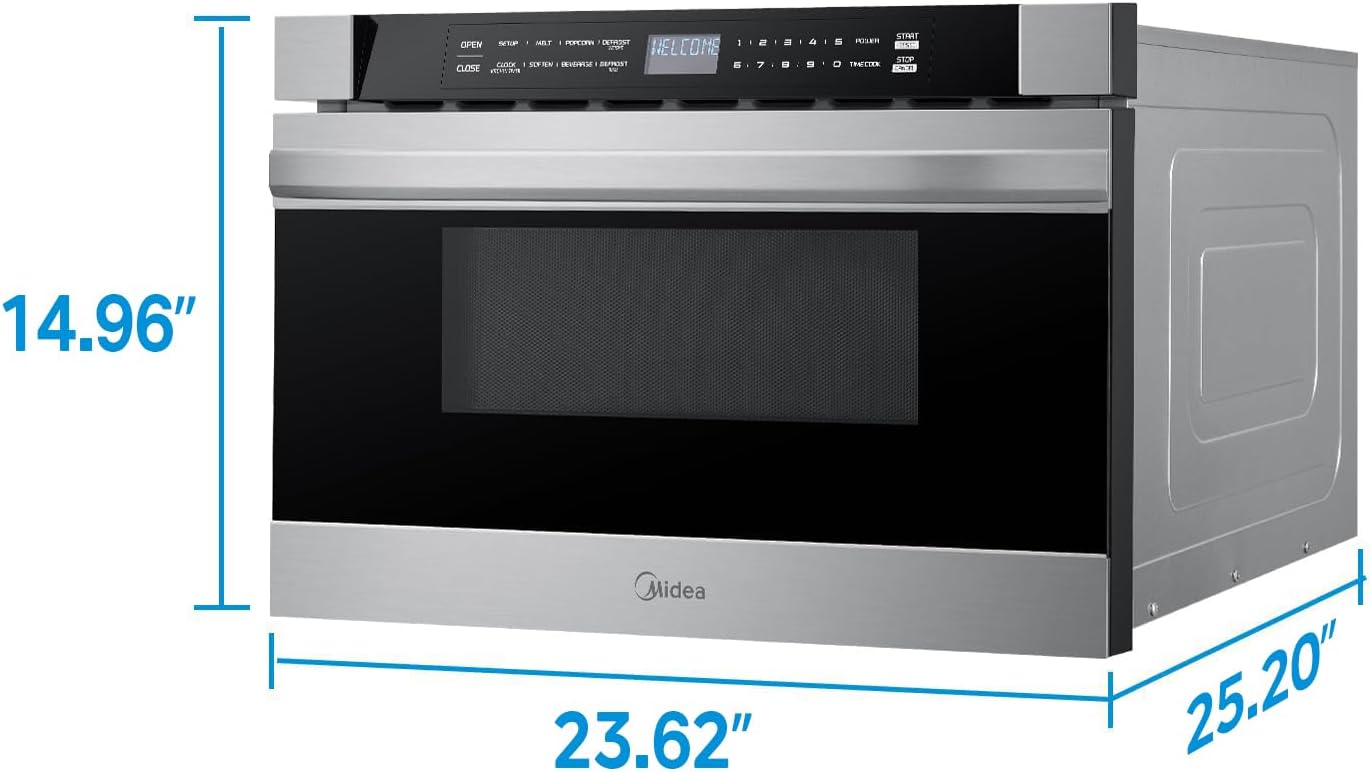 Midea MM12S2ASZ Microwave Oven, 1.2 cu.ft Drawer, Stainless Steel, Child Safety Lock