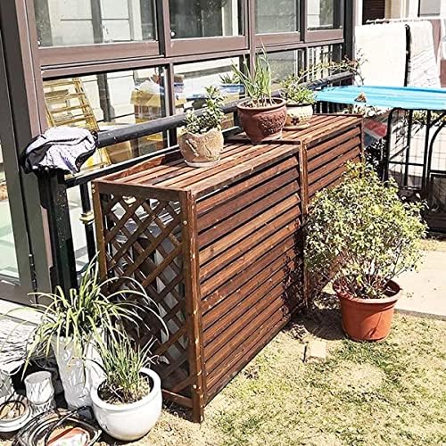Cover for Outdoor Wooden Air Conditioning Cover, 85x35x75cm Air Conditioner Fence Screen, Freestanding Air Conditioning Flower Rack, Easy to Install, Shutter Design
