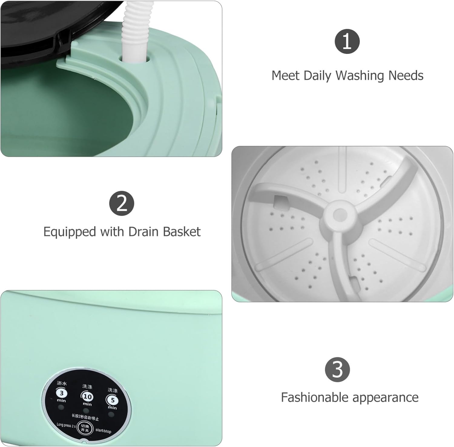 Portable Mini Folding Washing Machine for Travel Compact Capacity Drain Basket for Small Loads Rvs Apartments and Camping Use